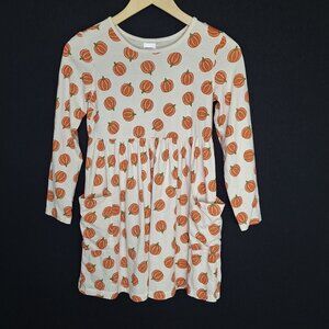 💙 Hanna Anderson Girl 100% Cotton Pumpkin Pocket Dress Size 10 Comfy Cute Girly